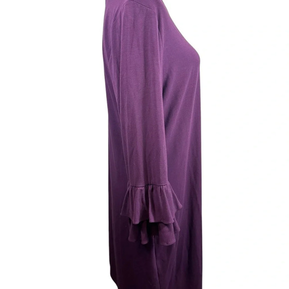 White House Black Market purple dress with double ruffle sleeves size large - Picture 6 of 10